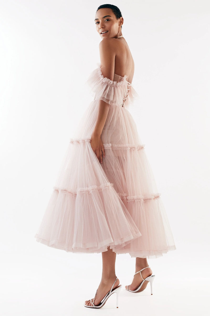 Geisha Bustier Tulle Midi Dress