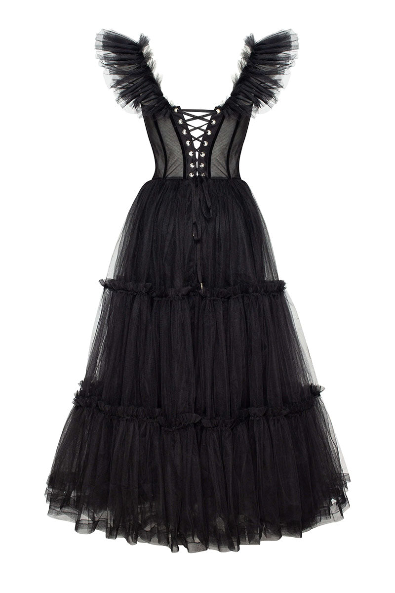 Geisha Bustier Tulle Midi Dress