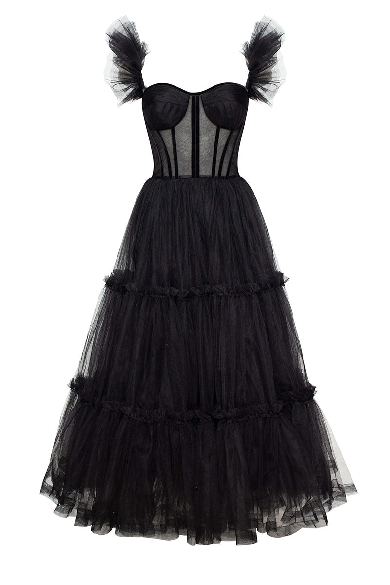 Geisha Bustier Tulle Midi Dress