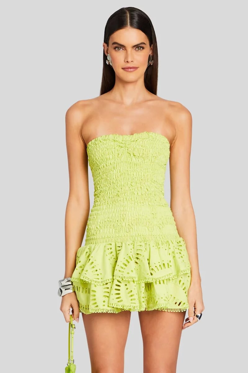 Getaway Fun Eyelet Strapless Mini Dress