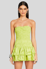 Getaway Fun Eyelet Strapless Mini Dress