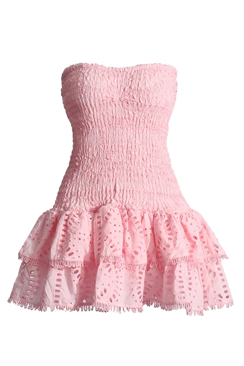 Getaway Fun Eyelet Strapless Mini Dress