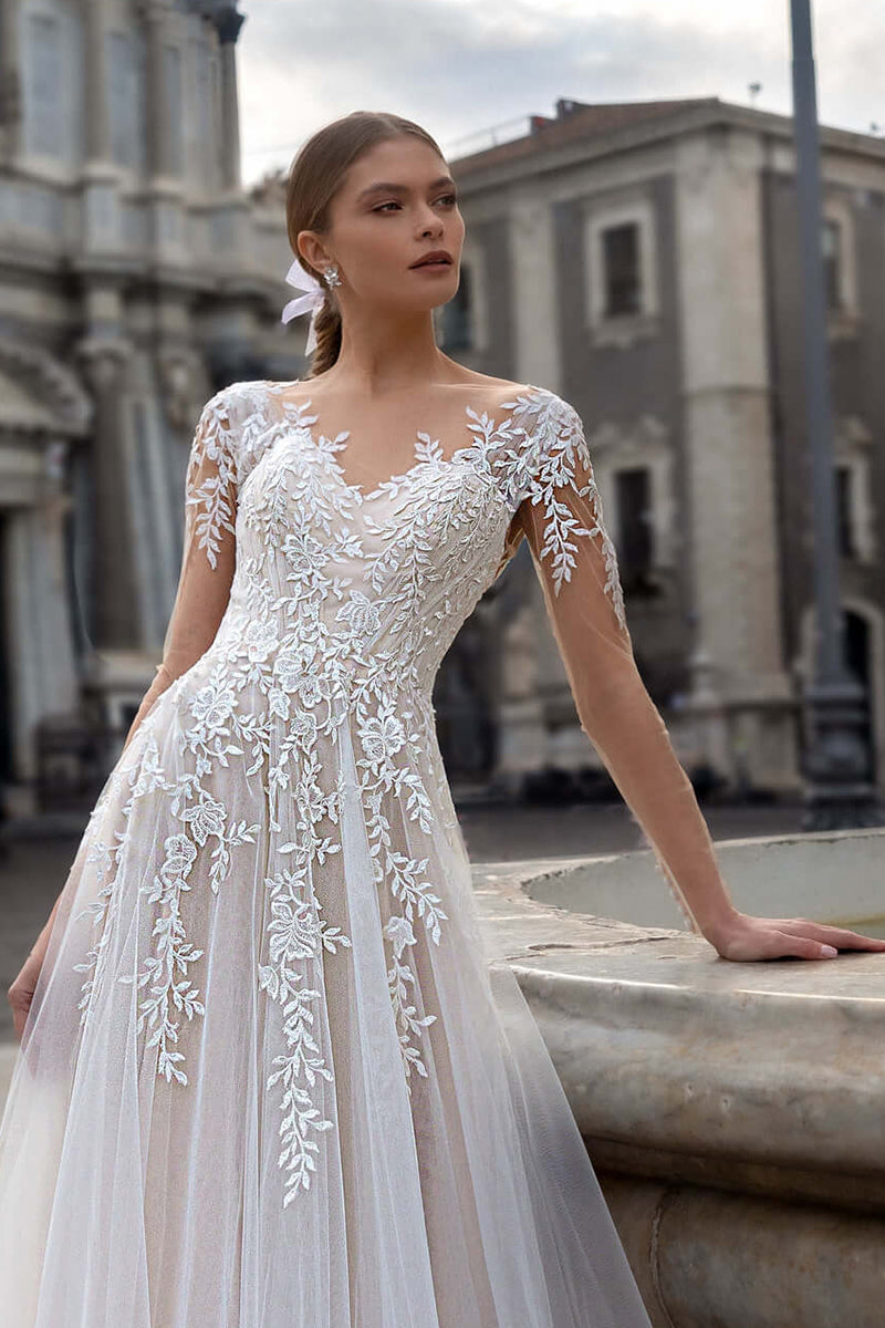 Hearst Lace Applique A-Line Tulle Wedding Dress