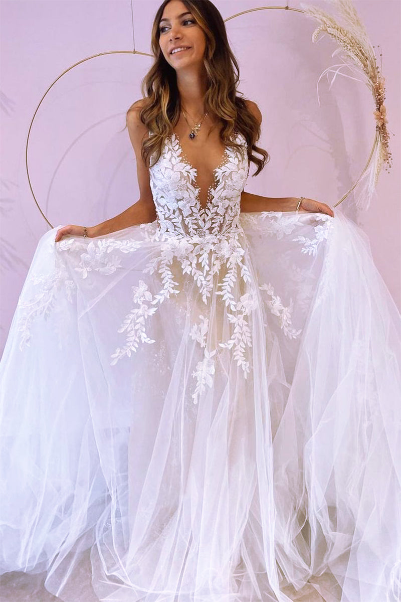 Heavenly Love A-Line Backless Wedding Dress