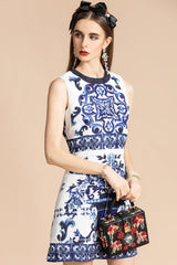 Hot Shot Majolica Print Mini Dress