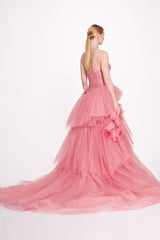 Isabella One-shoulder 3D Floral Soft Tulle Gown