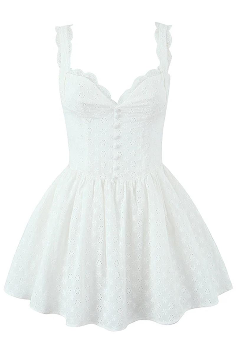 Kimmy White Eyelet Embroidered Mini Dress