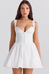 Kimmy White Eyelet Embroidered Mini Dress