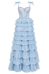 Love Stays True Frill-Layered Tulle Maxi Dress