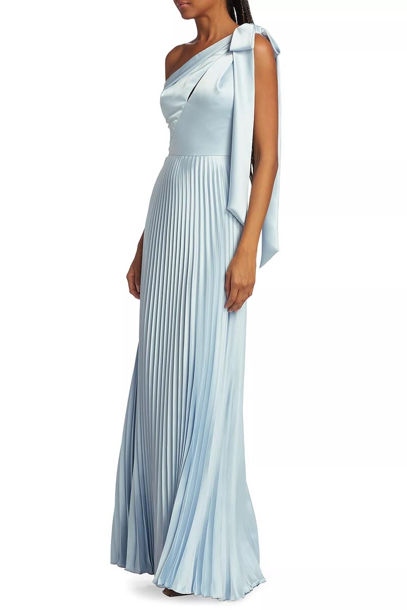 Lovely Evenings One-Shoulder Pleated Maxi Dress