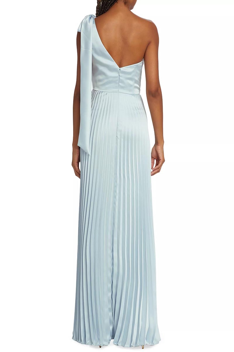 Lovely Evenings One-Shoulder Pleated Maxi Dress