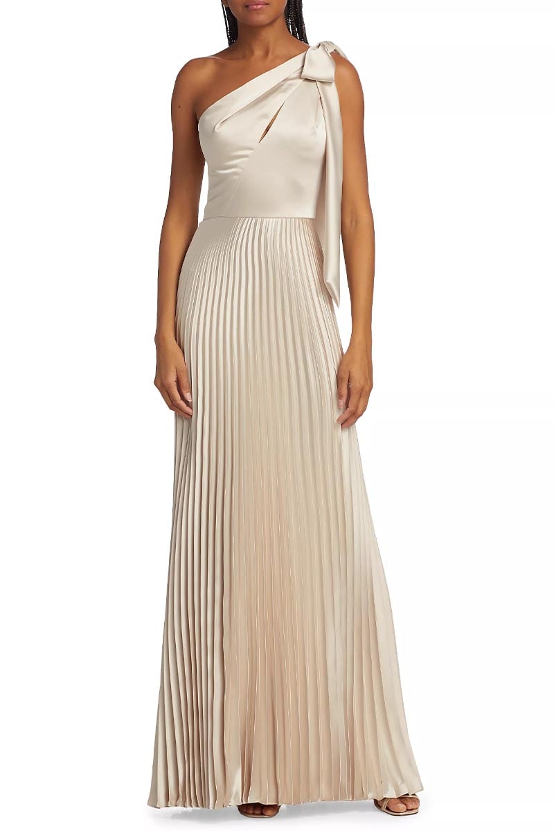 Lovely Evenings One-Shoulder Pleated Maxi Dress