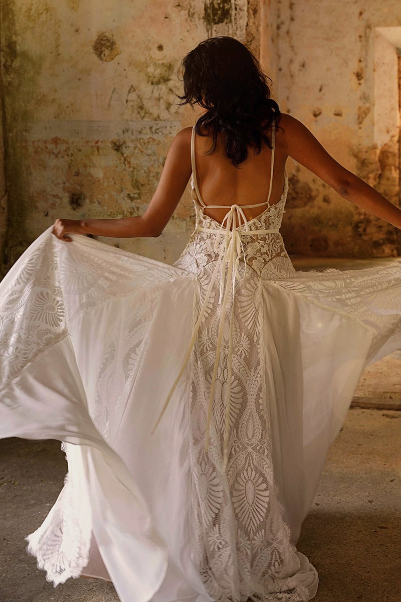 Meadow Backless Boho Lace A-line Wedding Dress