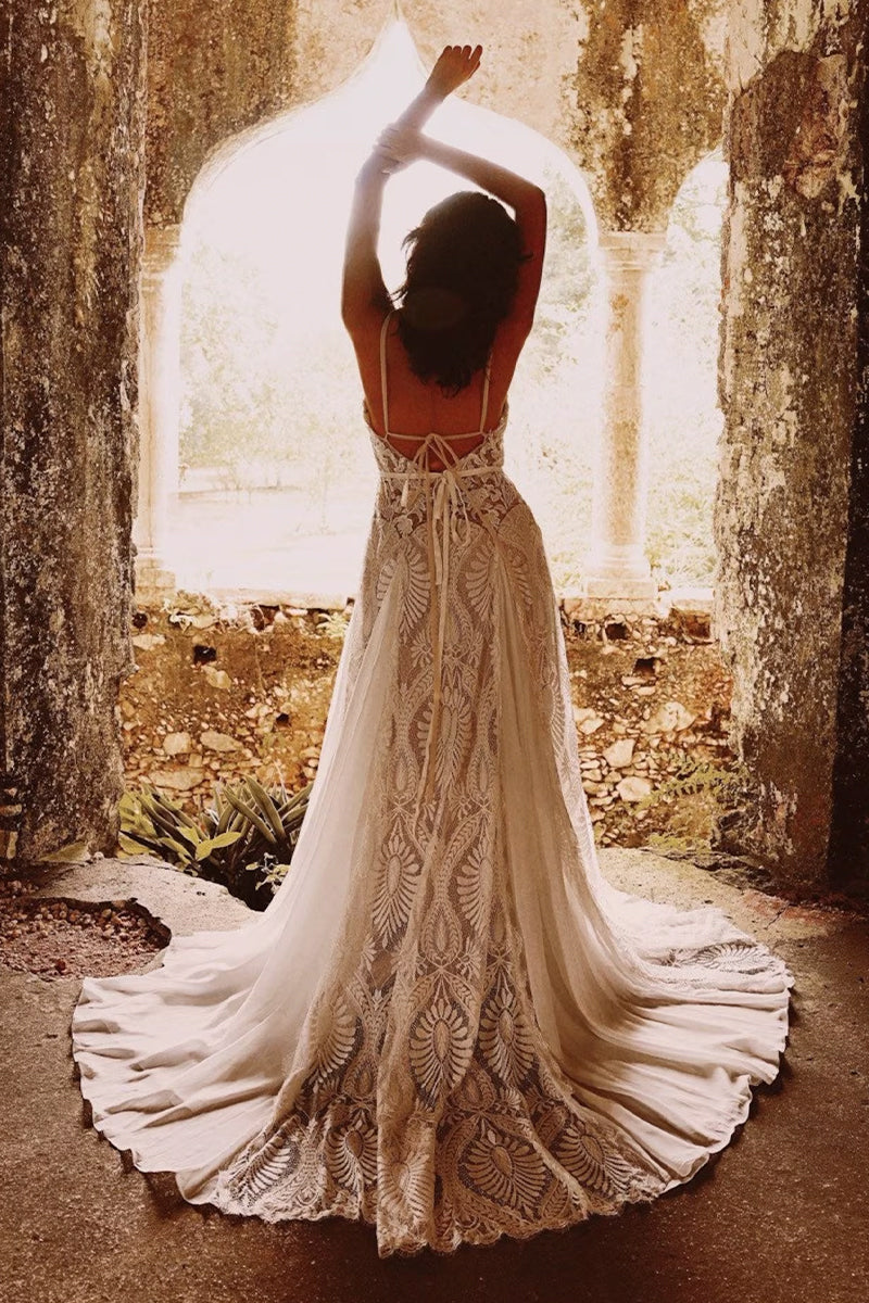 Meadow Backless Boho Lace A-line Wedding Dress