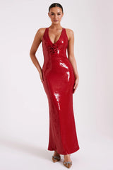 Mesmerizing Arrival Backless Sequin Maxi Dress