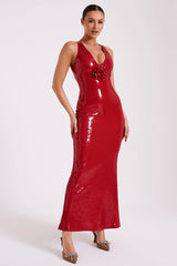 Mesmerizing Arrival Backless Sequin Maxi Dress