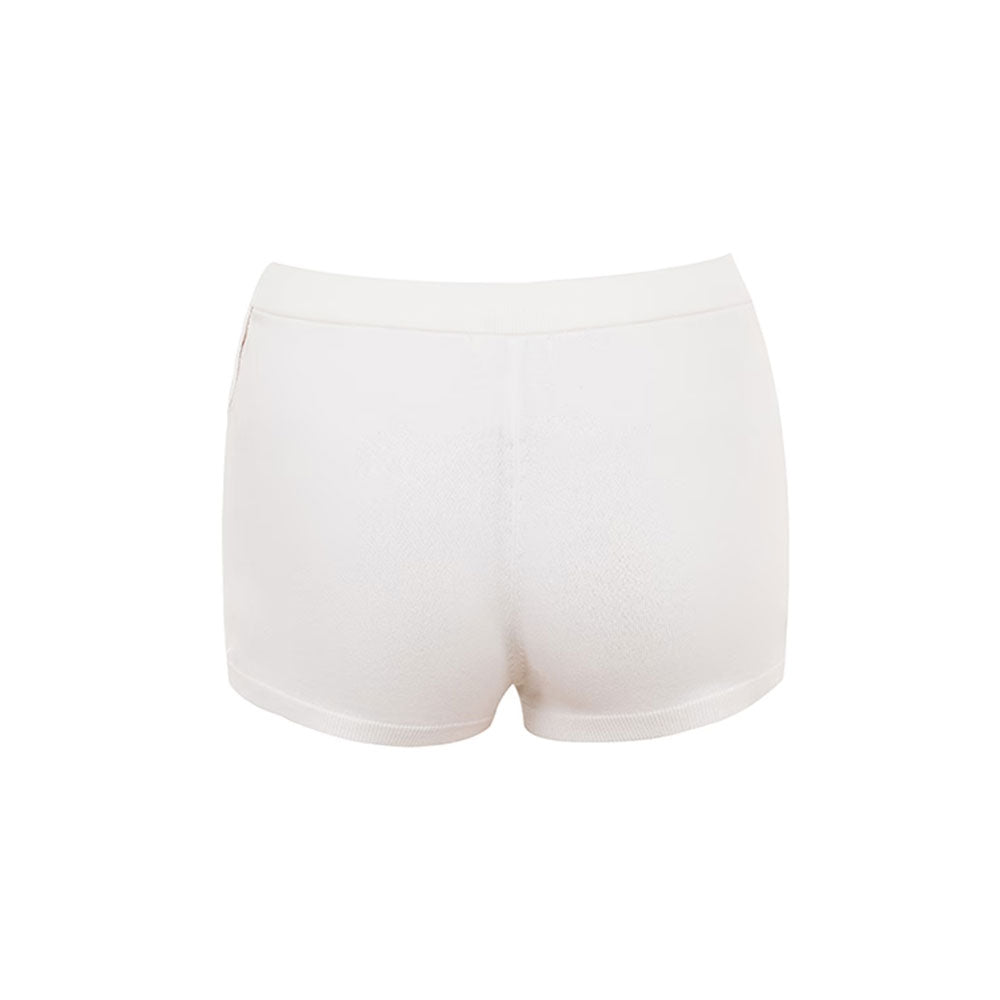 Minimalist Monochrome High Waist Button Side Ribbed Knit Hot Shorts