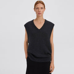 Minimalist V Neck Cashmere Blend Oversized Sweater Vest