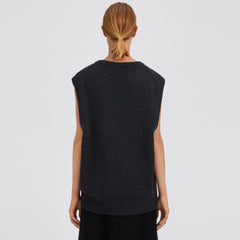 Minimalist V Neck Cashmere Blend Oversized Sweater Vest