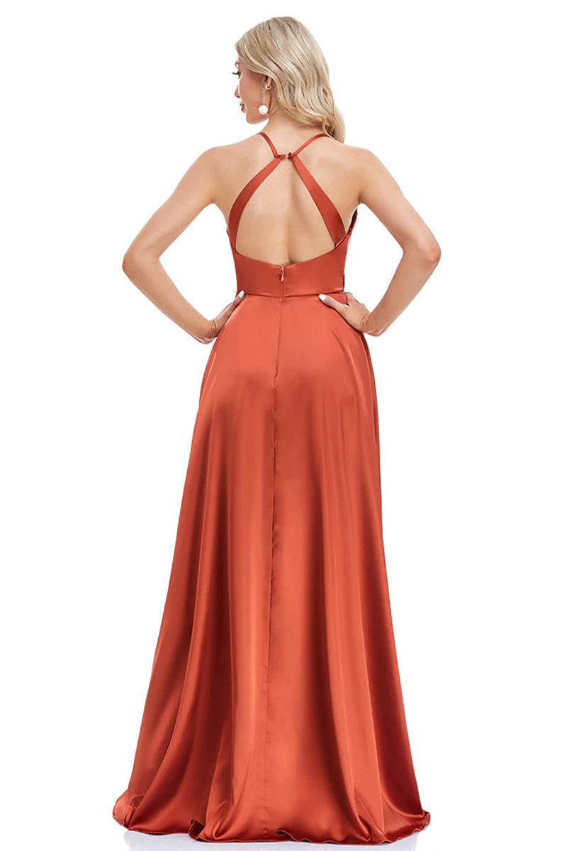 Mythical Romance Backless Satin Maxi Dress