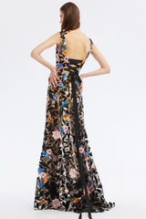 Remarkable Moment Floral Embroidered Illusion Gown