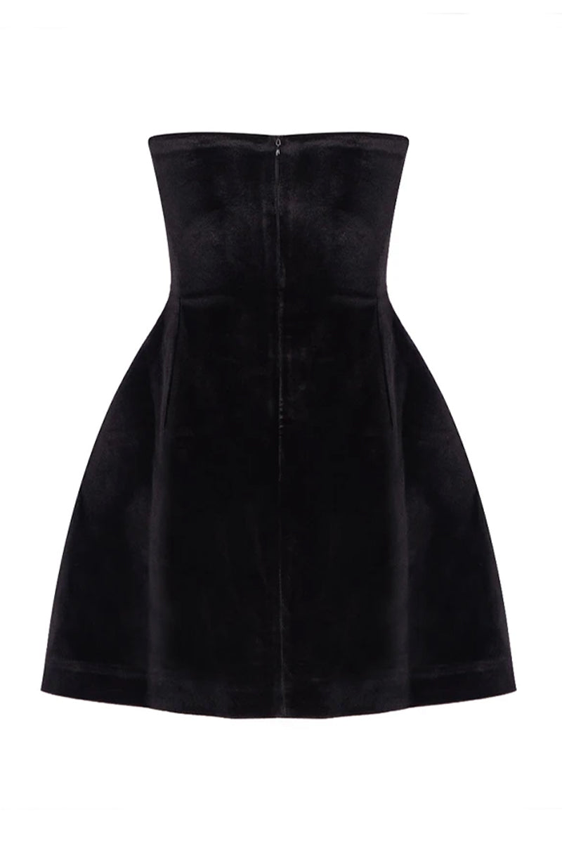 Romantic Vibe Strapless Black Mini Dress