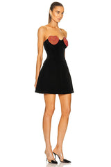 Romantic Vibe Strapless Black Mini Dress