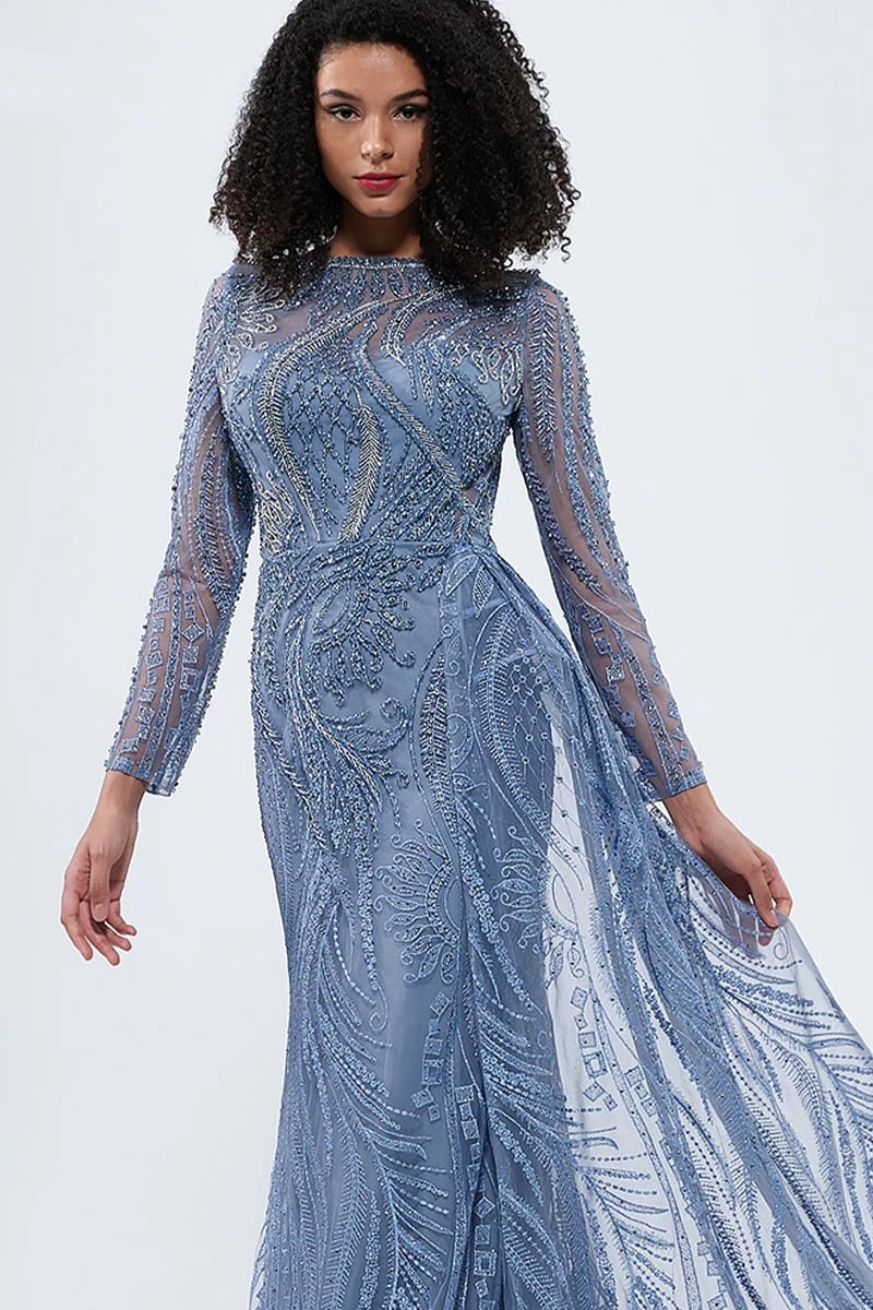 Romina Beaded Long Sleeve Gown