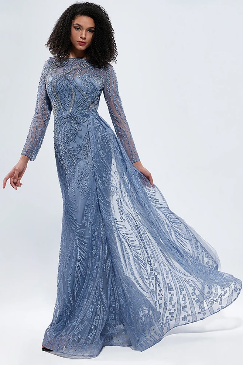 Romina Beaded Long Sleeve Gown