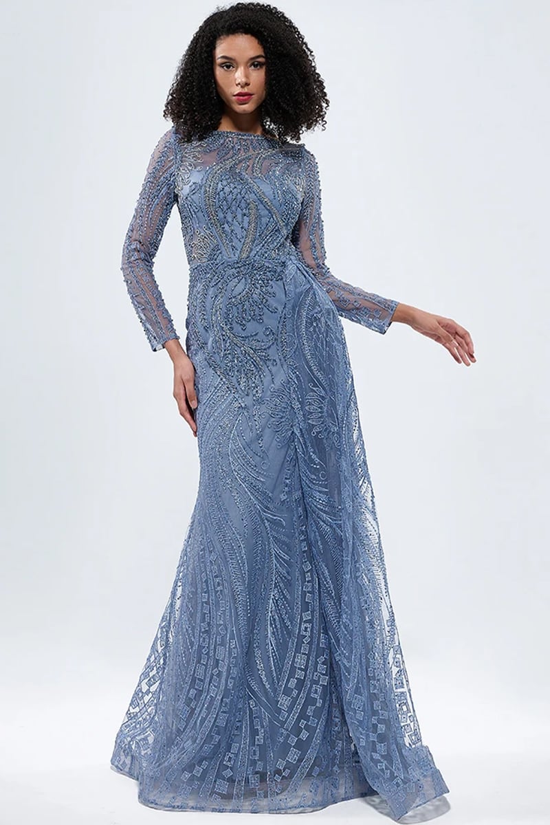 Romina Beaded Long Sleeve Gown