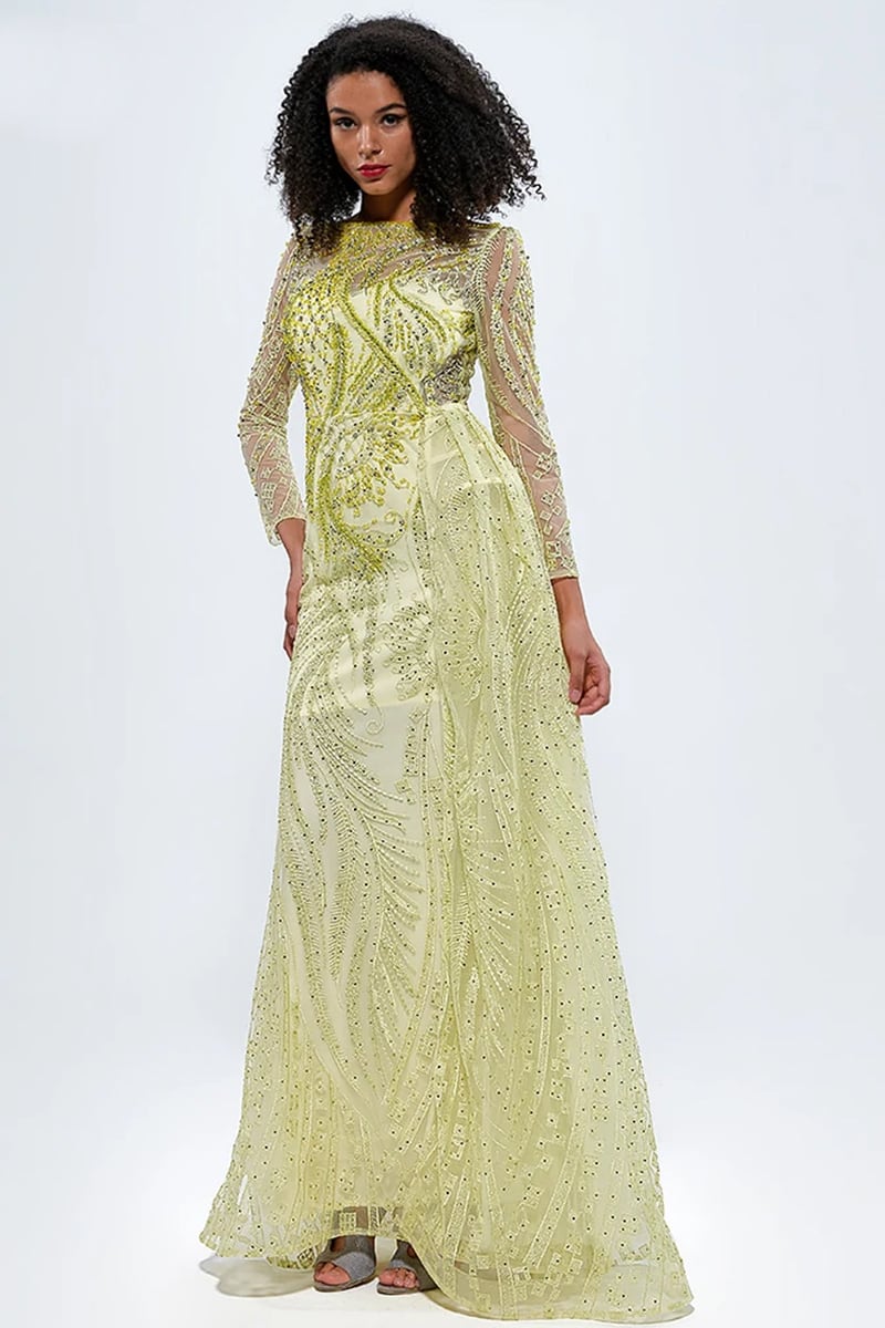 Romina Beaded Long Sleeve Gown