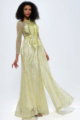 Romina Beaded Long Sleeve Gown