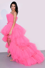 Runway Glam Hot Pink Tulle High-Low Maxi Dress