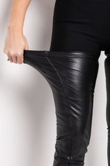 Black Faux Leather Flat Chunky Over The Knee Thigh High Boots