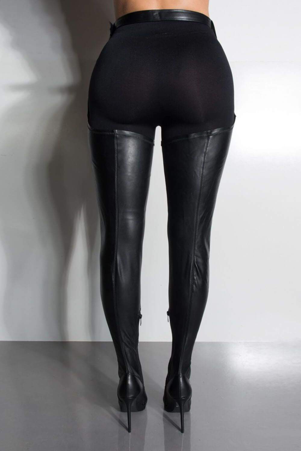 Black Belted Thigh High Boots