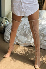 Beige Frost Thigh High Boots