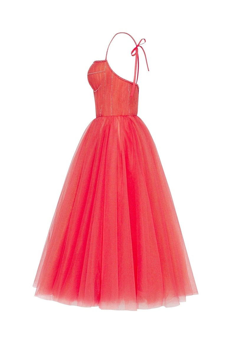 Sidney Tie-Strap Tulle Midi Dress