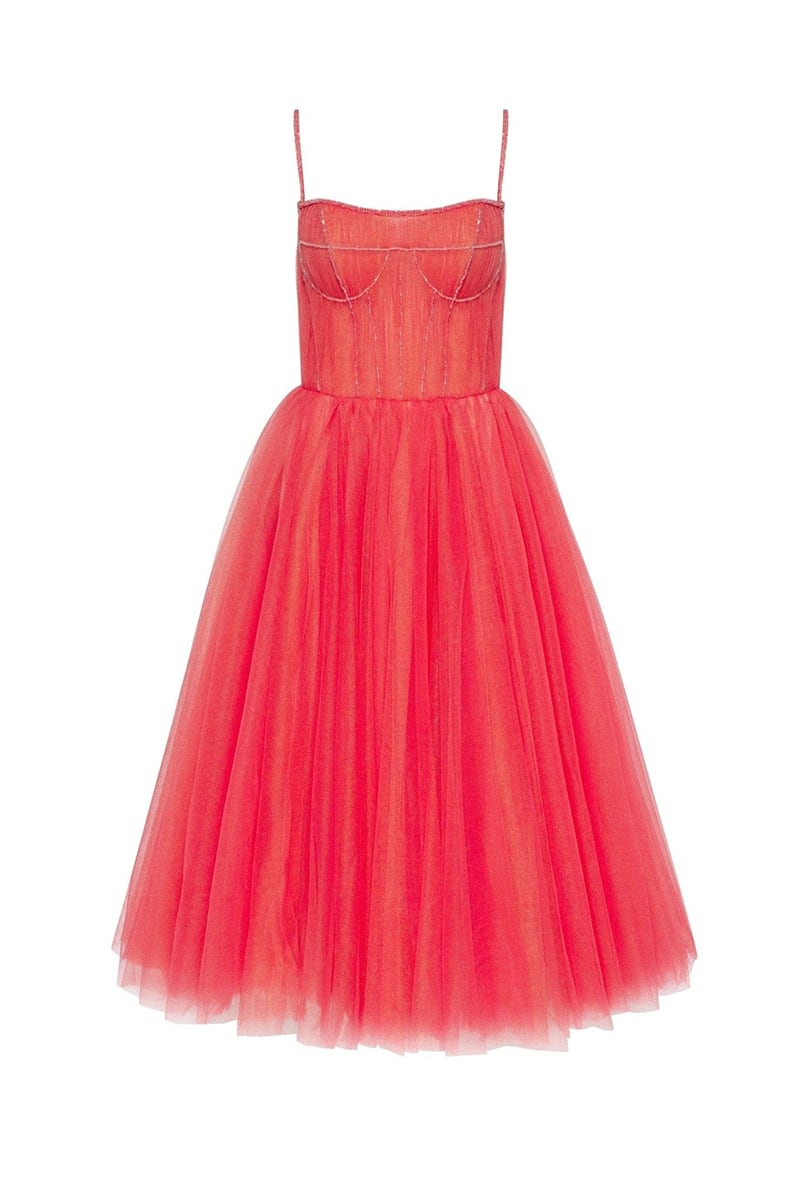 Sidney Tie-Strap Tulle Midi Dress