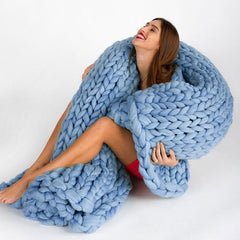 Warm Winter Hand Made Crochet Knit Chunky Yarn Blanket