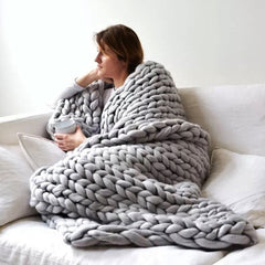 Warm Winter Hand Made Crochet Knit Chunky Yarn Blanket