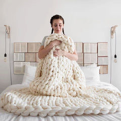 Warm Winter Hand Made Crochet Knit Chunky Yarn Blanket