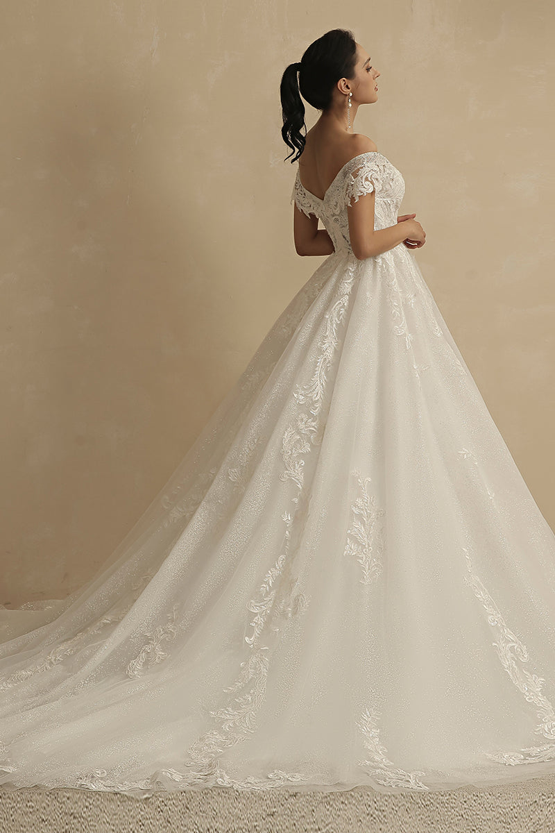 Sparkling Romance Off-the-Shoulder Wedding Dress