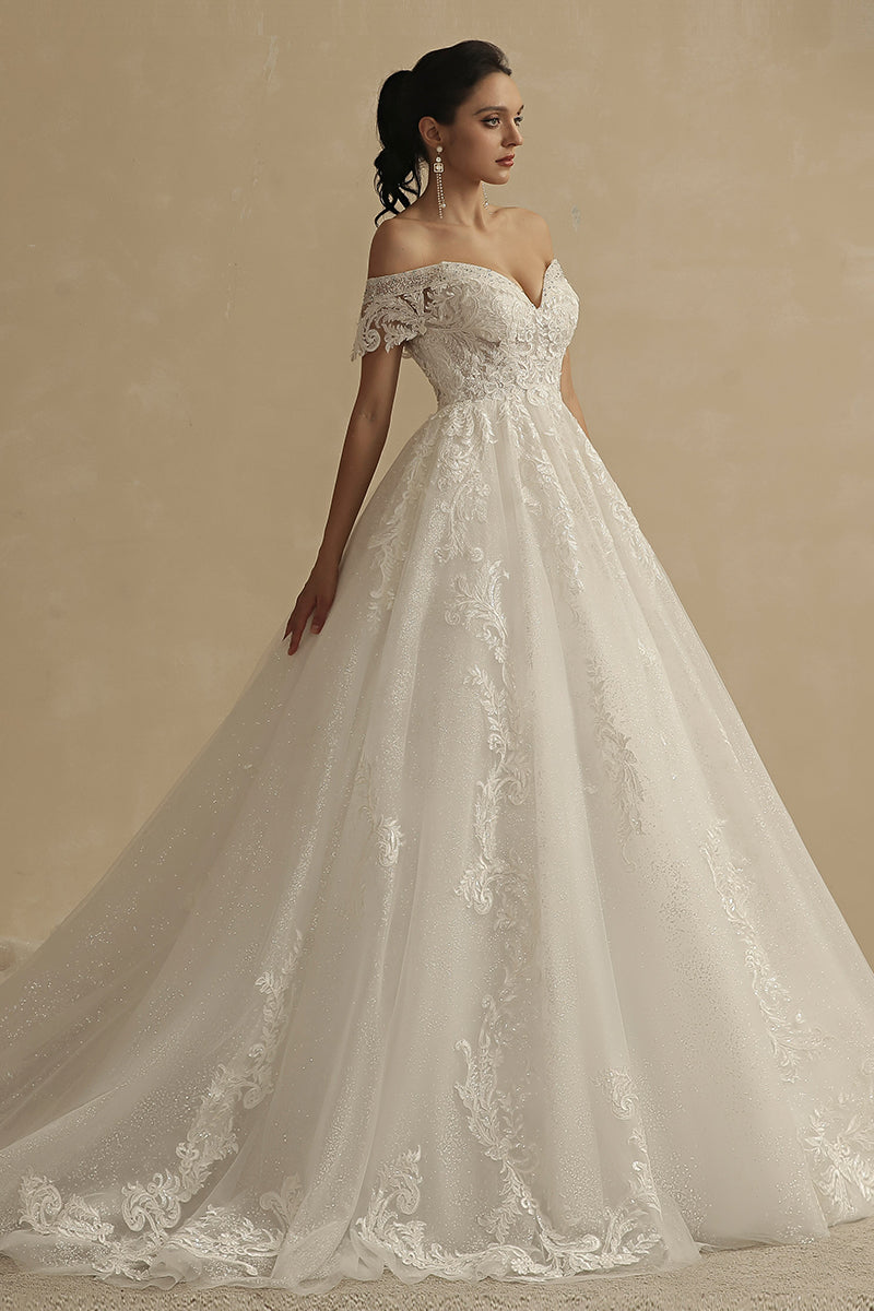 Sparkling Romance Off-the-Shoulder Wedding Dress