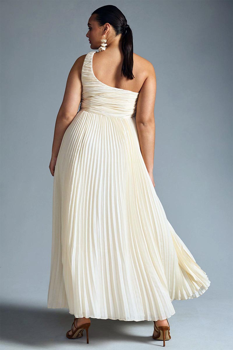 Sweet Grace One-Shoulder Pleated Maxi Dress