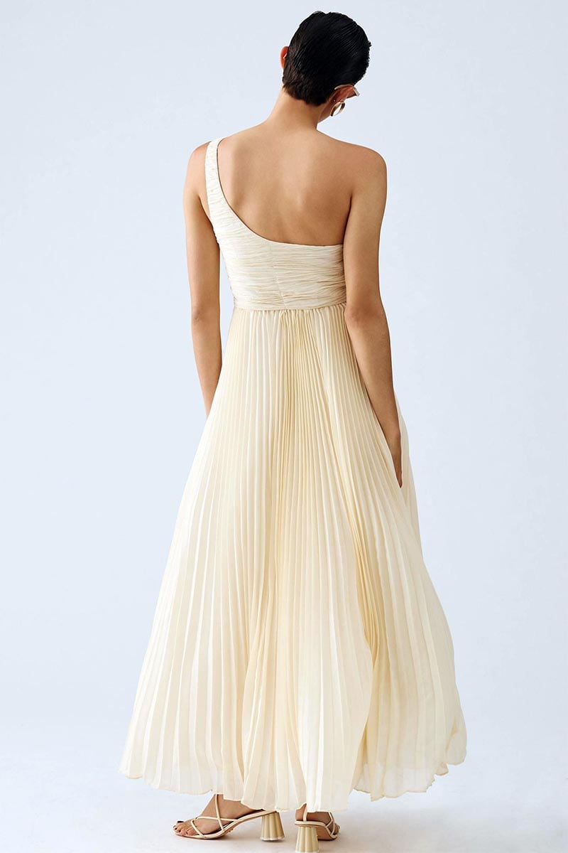 Sweet Grace One-Shoulder Pleated Maxi Dress