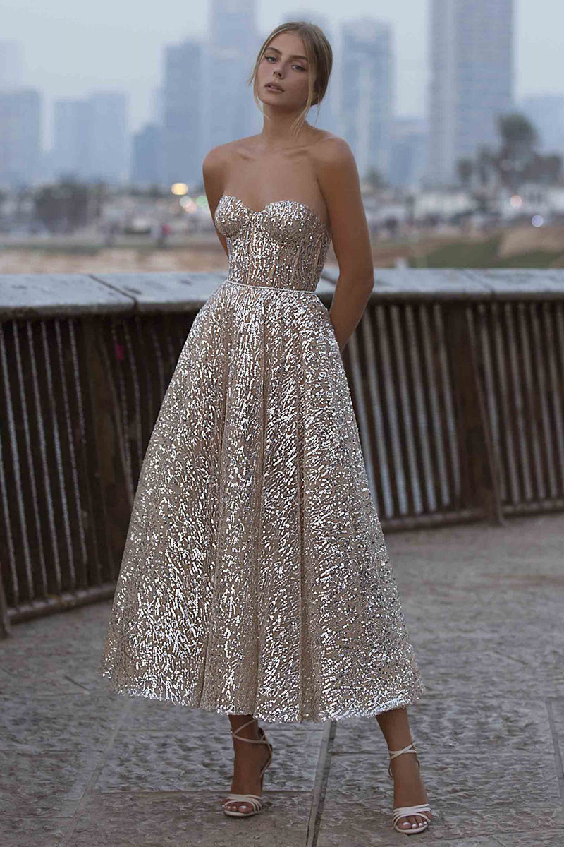 Sweet Love Sequin Strapless Midi Dress