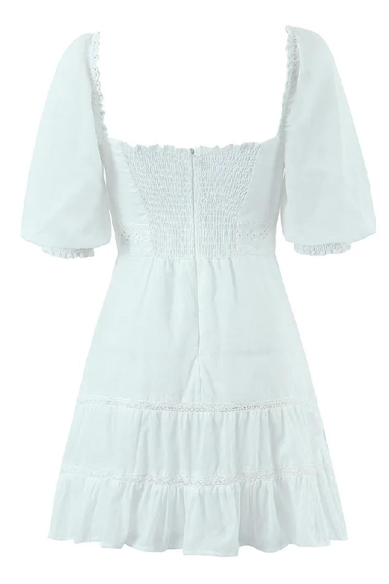 Sylvia White Puff Sleeve Mini Dress