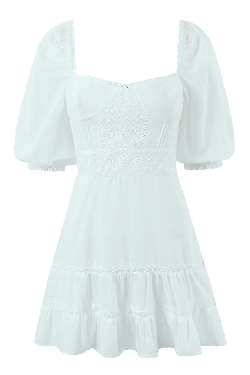 Sylvia White Puff Sleeve Mini Dress