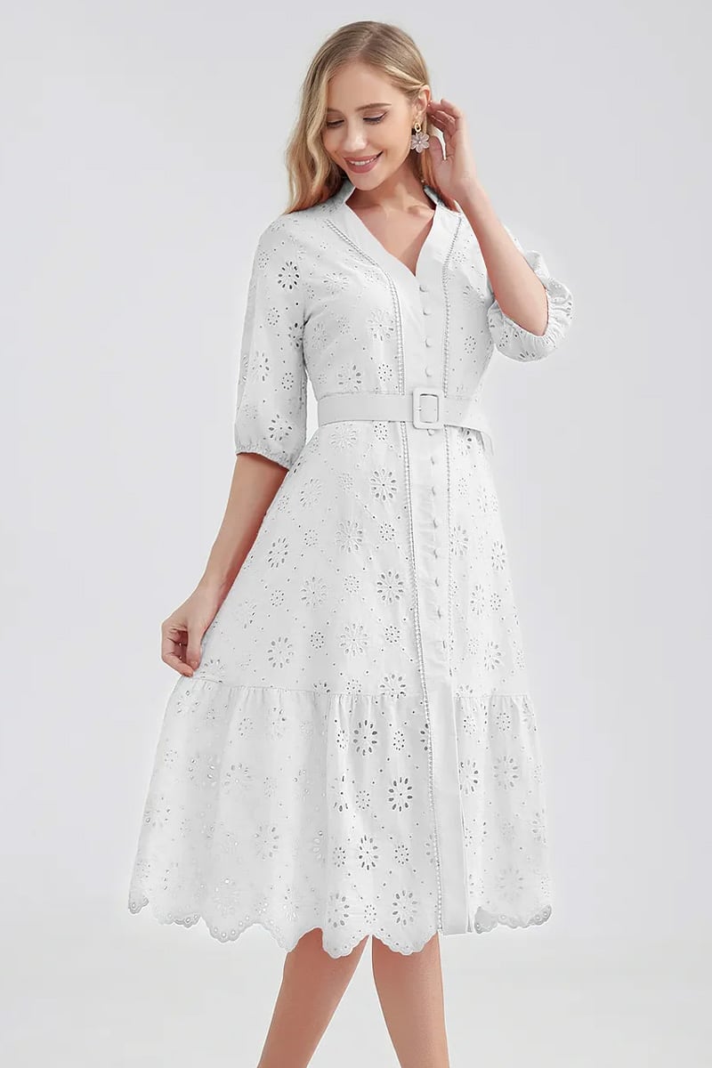 Vacation Romance Eyelet Midi Dress