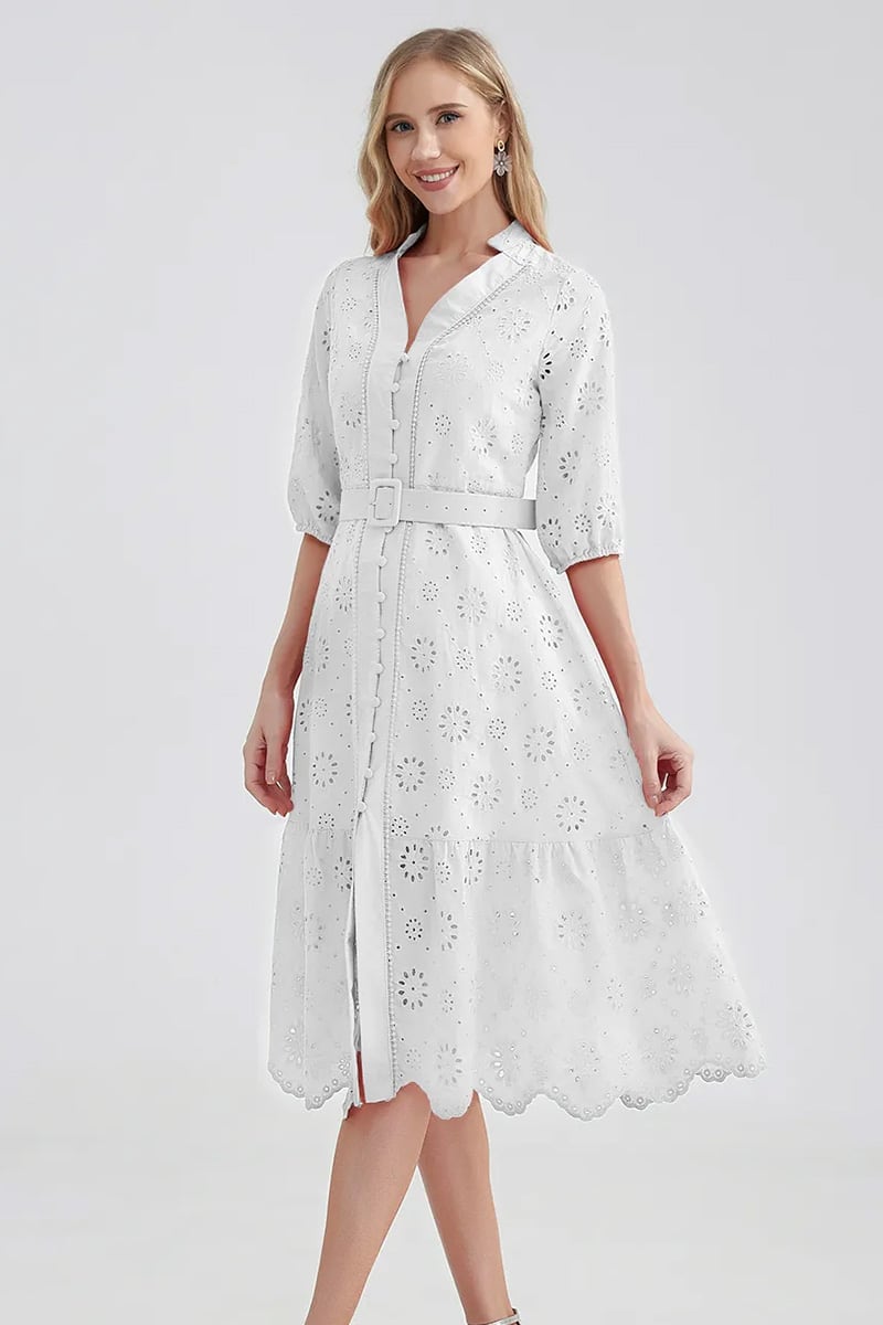 Vacation Romance Eyelet Midi Dress